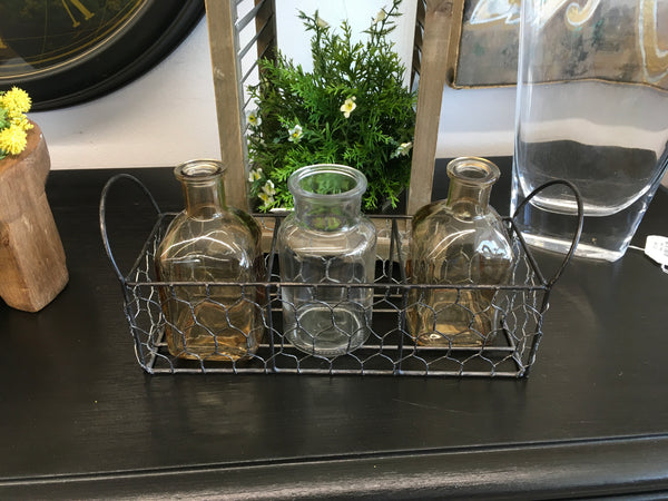 Bottles in Wire Basket