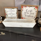 Whitewashed Long Wood Container