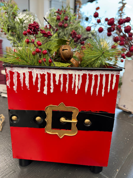 Medium  Red Santa Square Bucket
