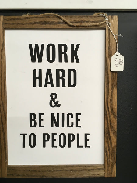 Work hard sign