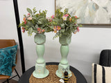 Large reclaimed wood Green Candle Sticks - Pair