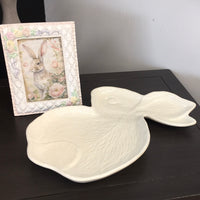 White Stoneware Bunny Tray
