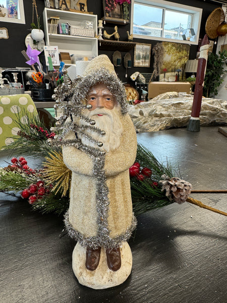 Cream and Silver Santa