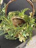 Shallow Wicker Basket with wreath