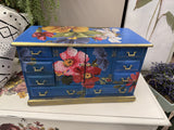 Gorgeous blue jewelry box  with stunning florals