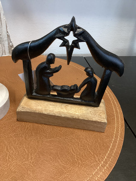 Black Metal Nativity on Wood
