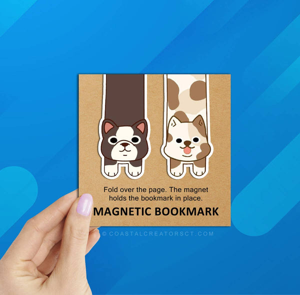 2-Pack Brown Spotted Dogs Magnetic Bookmark (Packaged)