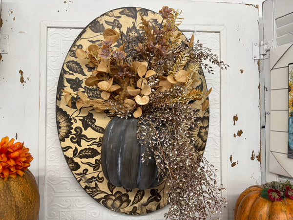 Half Pumpkin floral oval Roycycled paper