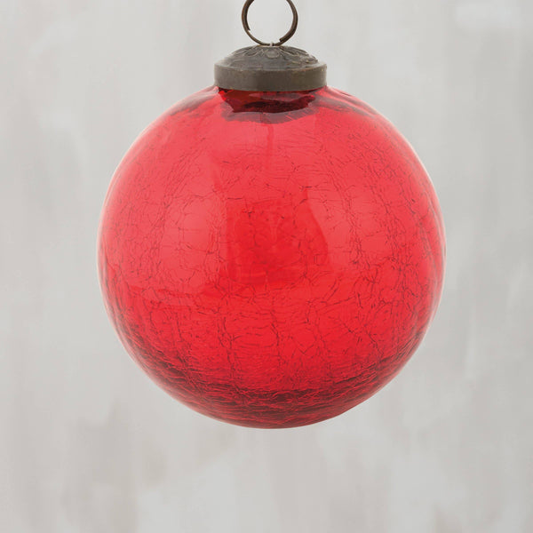 Red Ball Glass Ornament 4”