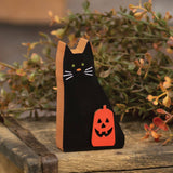 Chunky Black Cat & Jack Wooden Sitter