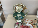 Green IOD Bird Silver Urn Pot