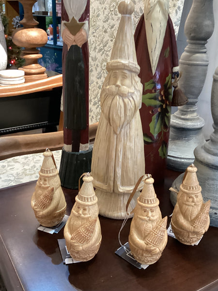 Wood look carved Santa