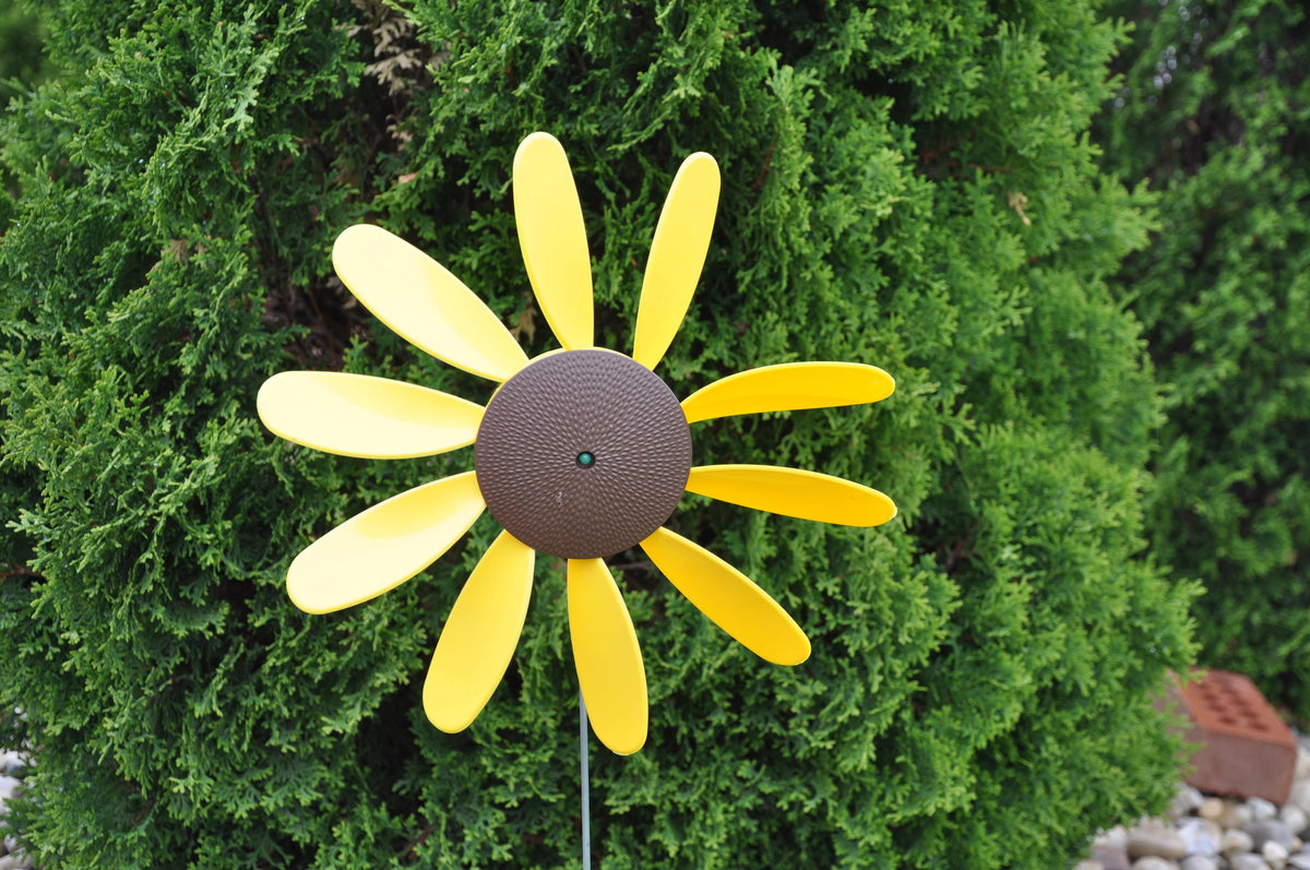 Classic Spinning Daisy Girasole - Spaventapasseri Rotante Per Giardino - Antitalpa E Antinsetti - Altezza 61 Cm