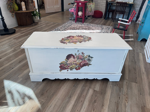 Natalie the white & Floral Cedar Chest