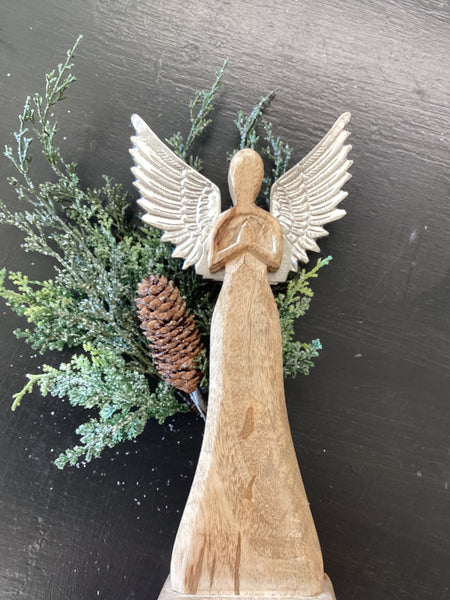 Nickel Winged Wooden Angel