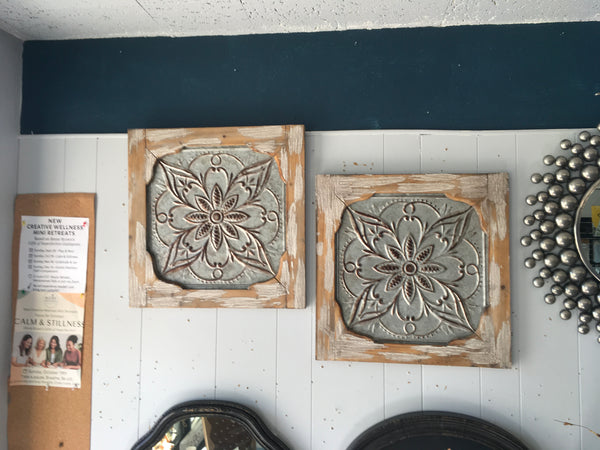 Tin Square with Wood Frame