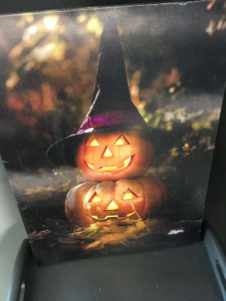 Pumpkin with Witch Hat Canvas