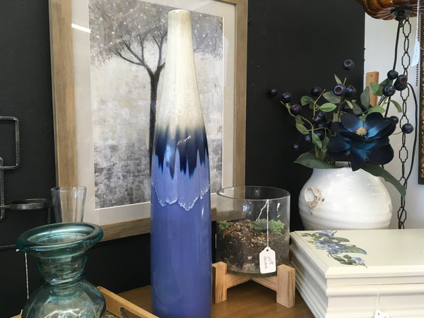 Tall Ceramic Vase - Shades of Blue