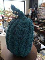 Teal yarn pumpkin, medium
