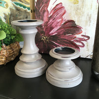 Distressed Wooden Candle Stick