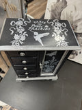 Gorgeous black jewelry box silver transfers