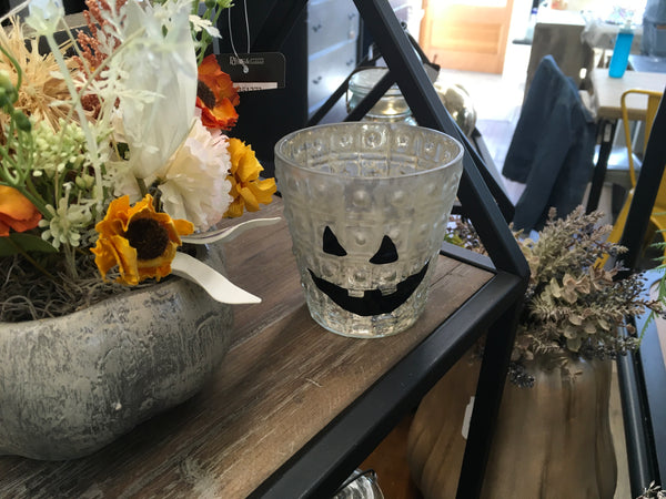 Pumpkin Face Mercury Glass Vase