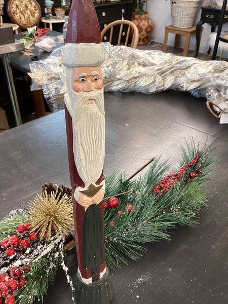 Tall Carved Wood Santa