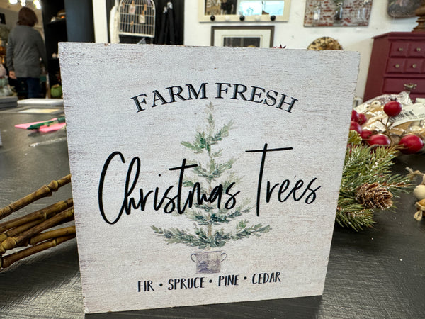 Christmas tree block sign