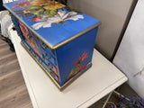 Gorgeous blue jewelry box  with stunning florals