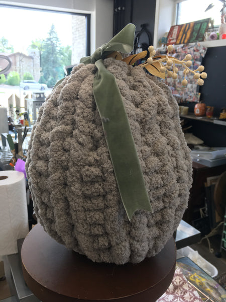 Taupe yarn pumpkin