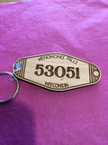 Wood Menomonee Falls MF zip code Keychain