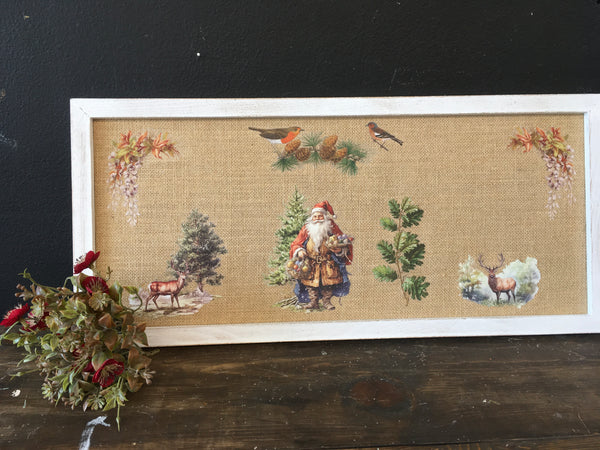 Burlap Framed Santa scene