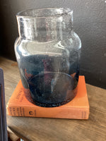 Blue Bubble glass jar