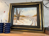 Painted framed Fall Field Oil Painting