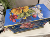 Gorgeous blue jewelry box  with stunning florals