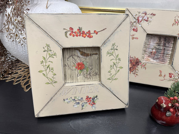 Christmas bird w florals picture