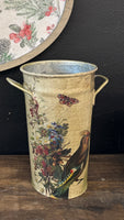 Flower bucket vase metal Fall Bird