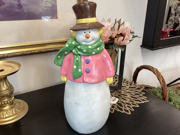 Pink Snowman - ceramic