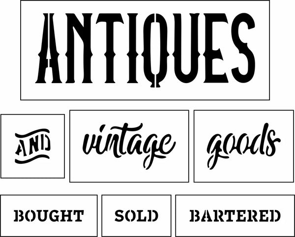 JRV Antiques and Vintage Goods Sign Bar stencil