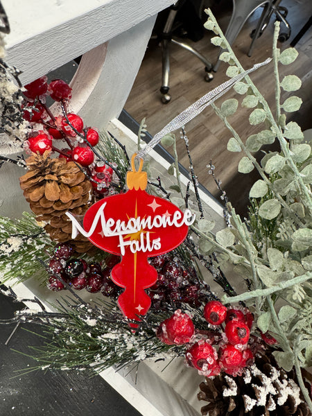 Menomonee Falls tall red ornament