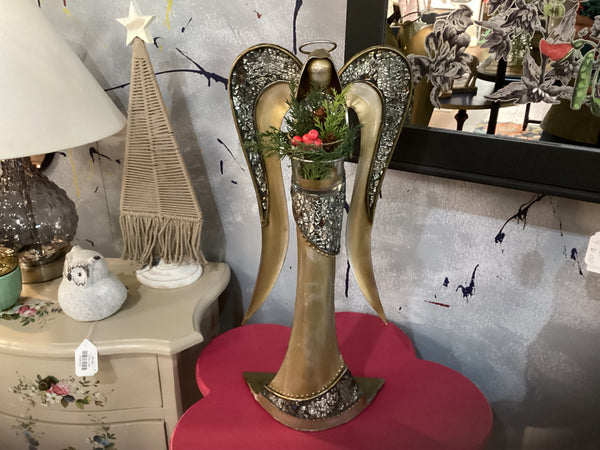 Metal Gold Angel w/Cut Glass