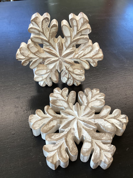 Whitewashed Wooden Snowflake