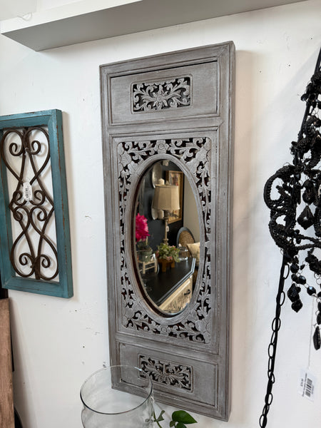 Carved wood mirror