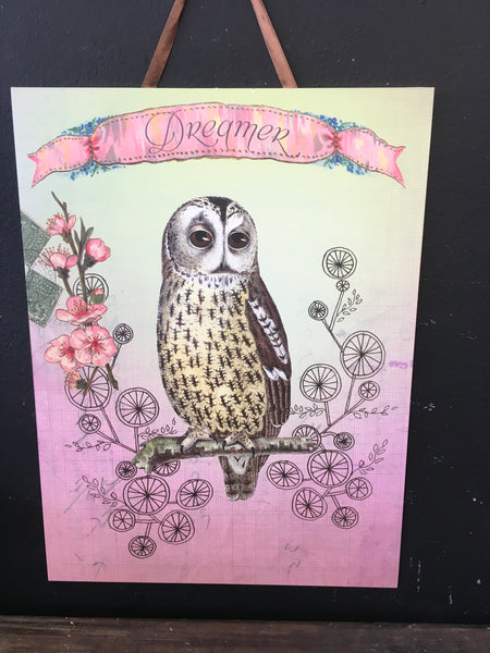 Dreamer Owl wall hanging