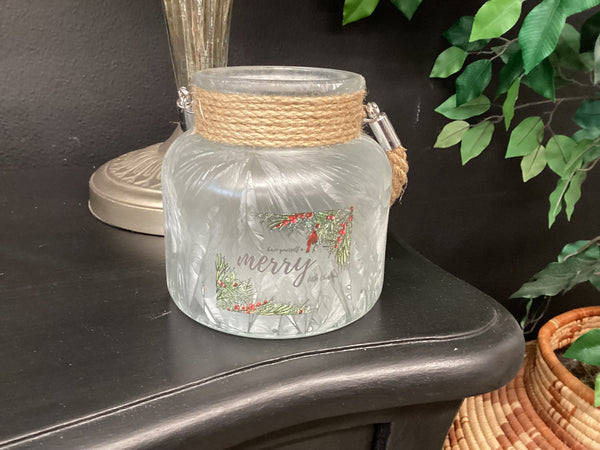 Frosted Lantern with Cardinal