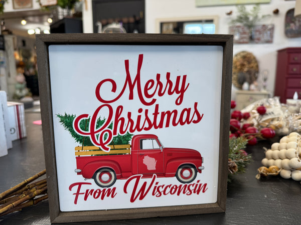 Merry Christmas from Wisconsin truck sign