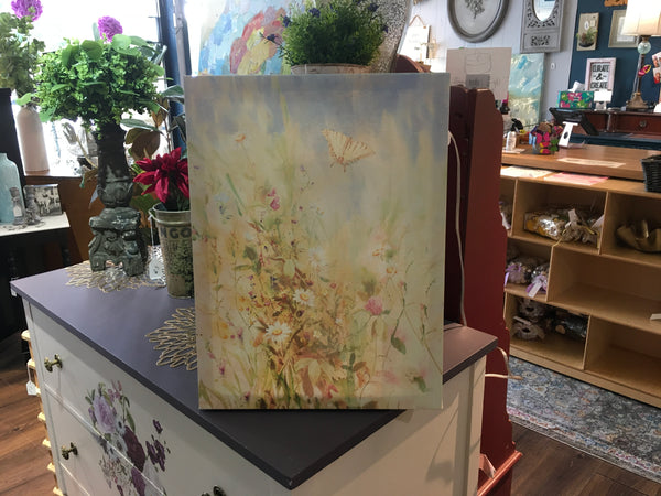 Yellow Sky and Flowers Canvas