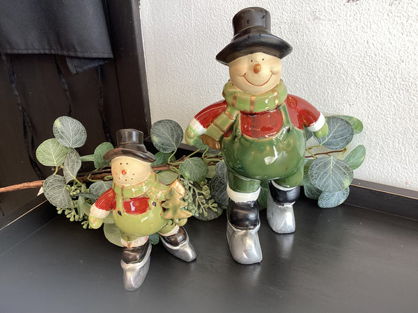 Pair of Ice Skating Snowman