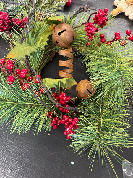 Pine & rusty bells evergreen wreath
