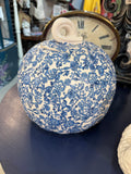 Huge Toile decoupaged ceramic pumpkin